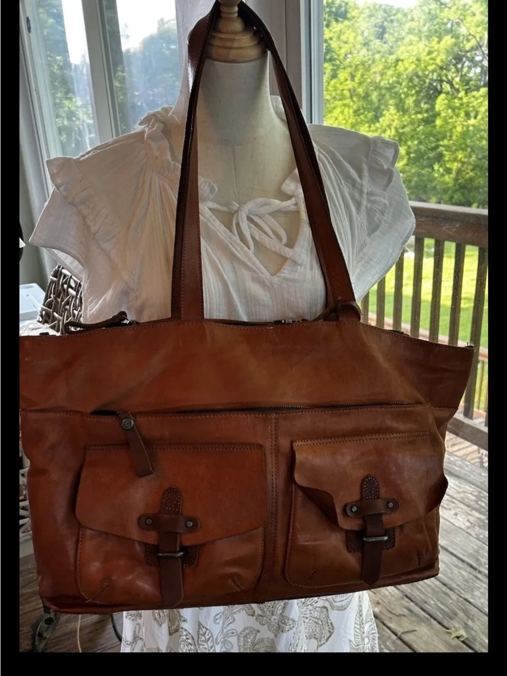 Harbor 2Nd Brown Leather XL Tote/Shoulder  Accent Rectangle Women